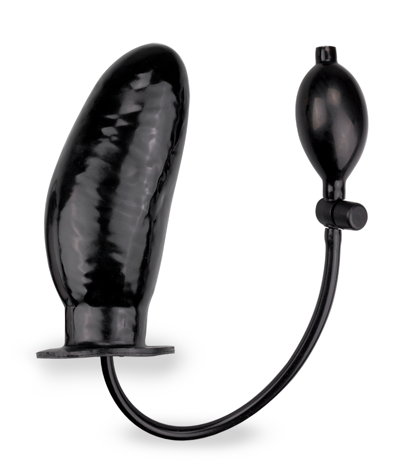 Black inflatable dildo with manual pump