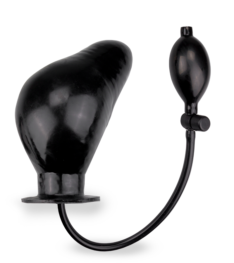 Black inflatable dildo with manual pump