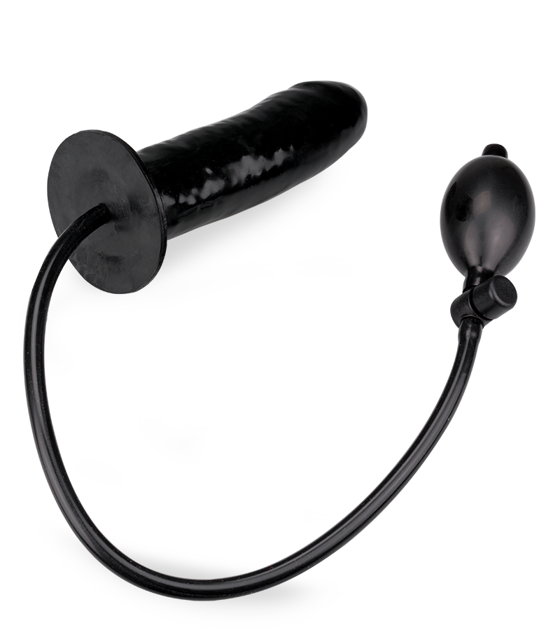 Black inflatable dildo with manual pump
