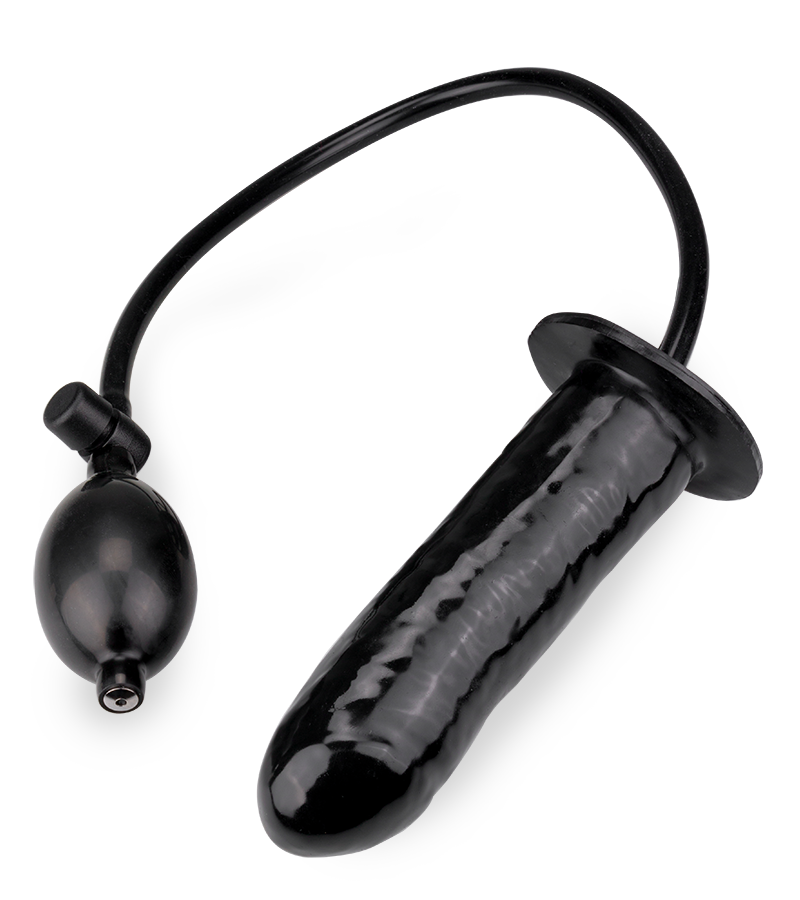 Black inflatable dildo with manual pump