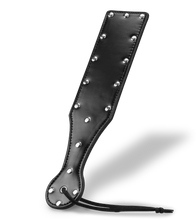 Load image into Gallery viewer, Black leather riveted spanking paddle