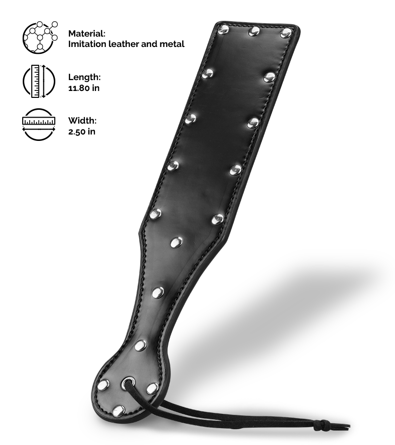 Black leather riveted spanking paddle