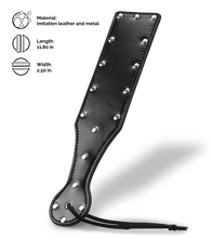 Load image into Gallery viewer, Black leather riveted spanking paddle