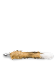 Load image into Gallery viewer, Brown and white vegan fur dog tail butt plug