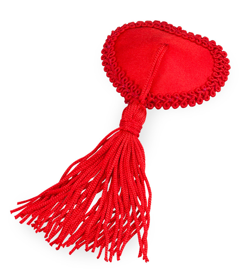 Burlesque red heart and pompom nipple pasties