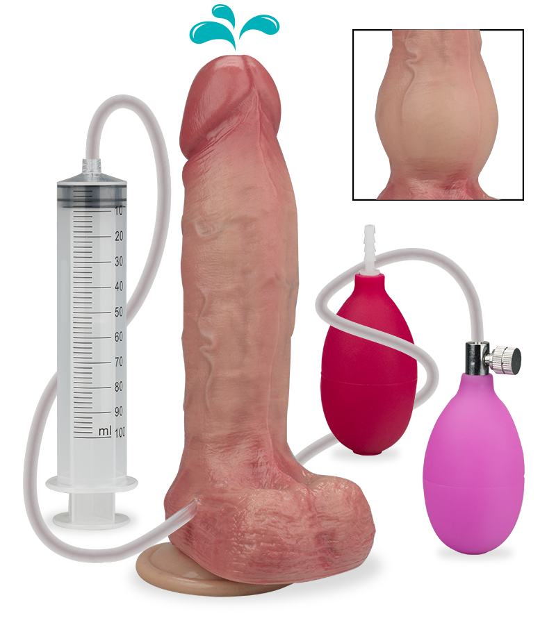 Calvin inflatable suction cup ejaculating dildo