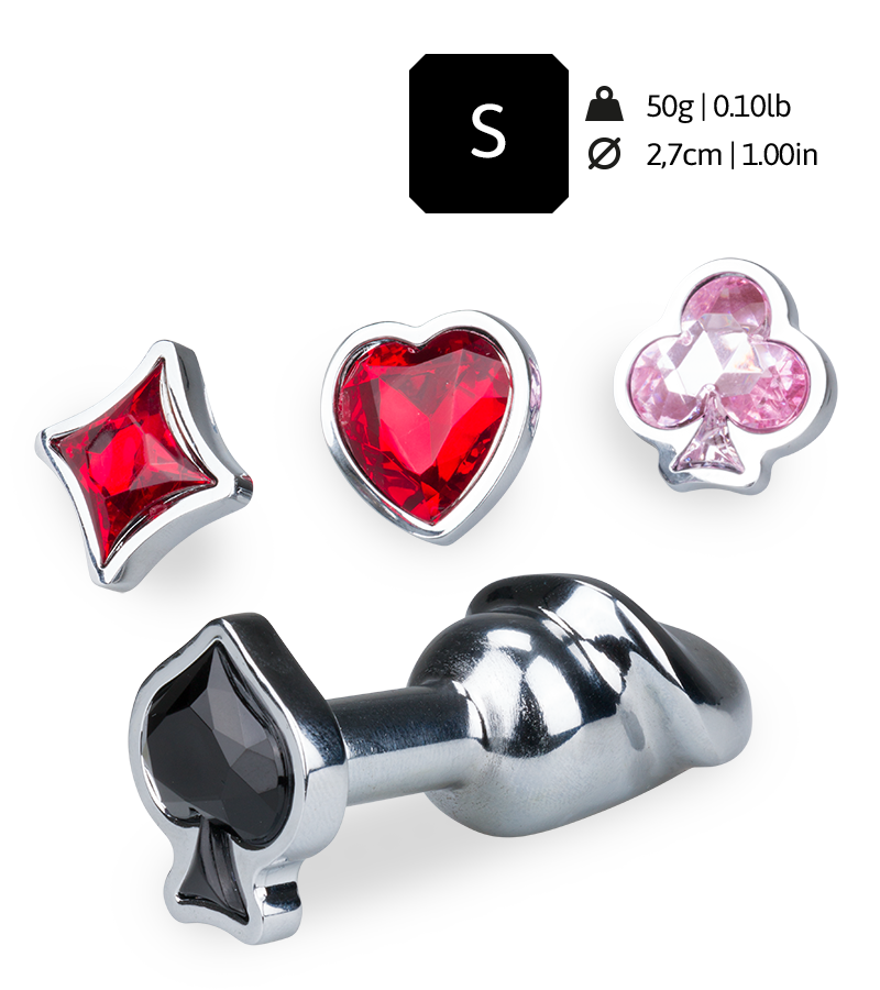 Cards penis-shaped butt plug with 4 jewels