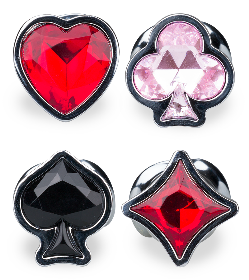 Cards penis-shaped butt plug with 4 jewels