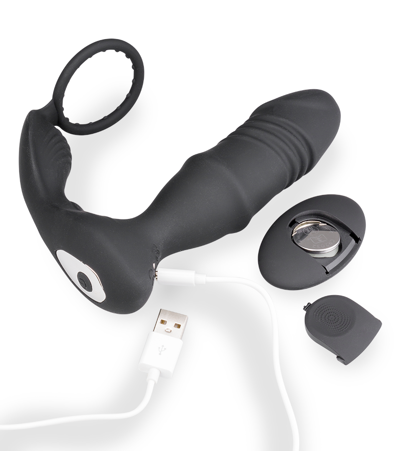 Clark thrusting and vibrating butt plug with cock ring
