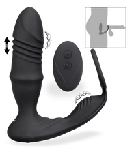 Load image into Gallery viewer, Clark thrusting and vibrating butt plug with cock ring