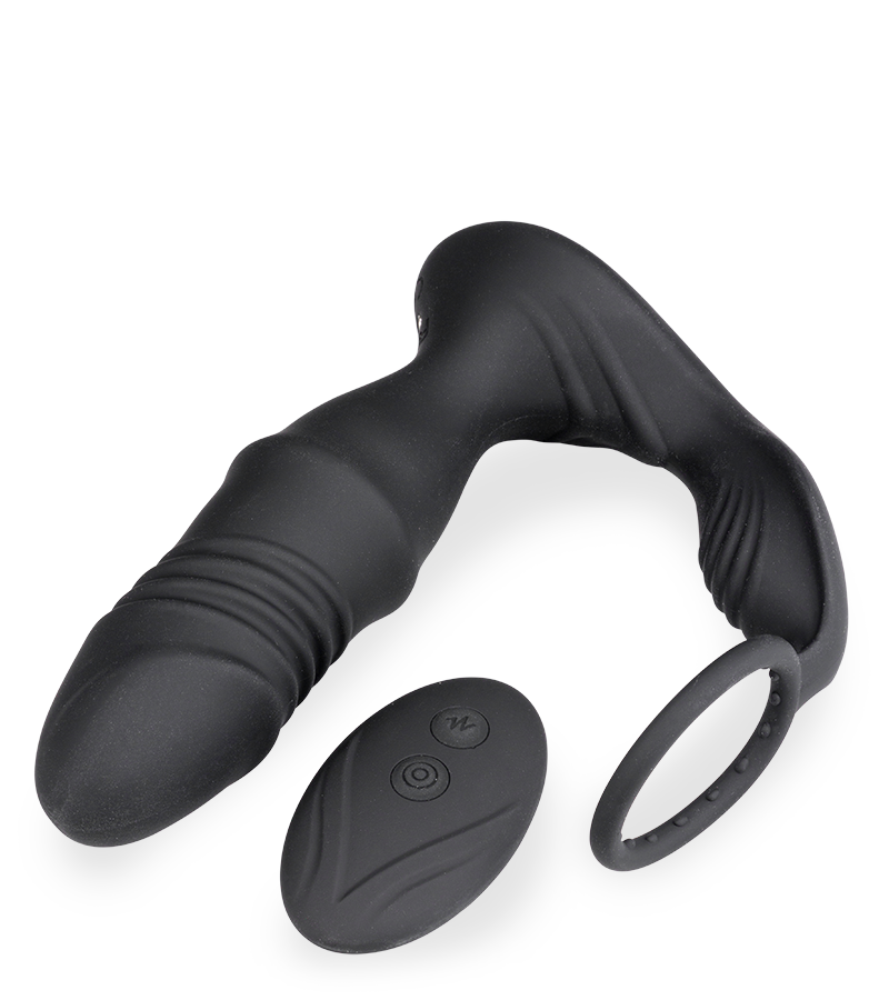 Clark thrusting and vibrating butt plug with cock ring