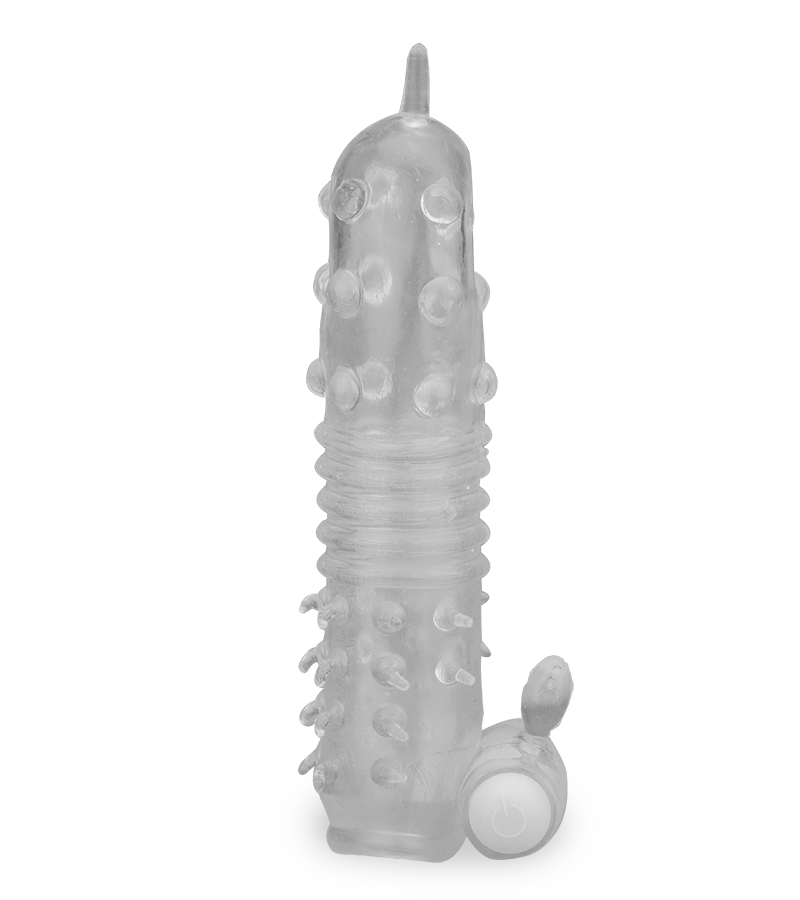 Clear textured vibrating penis sleeve