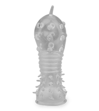 Load image into Gallery viewer, Clear textured vibrating penis sleeve