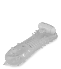Load image into Gallery viewer, Clear textured vibrating penis sleeve