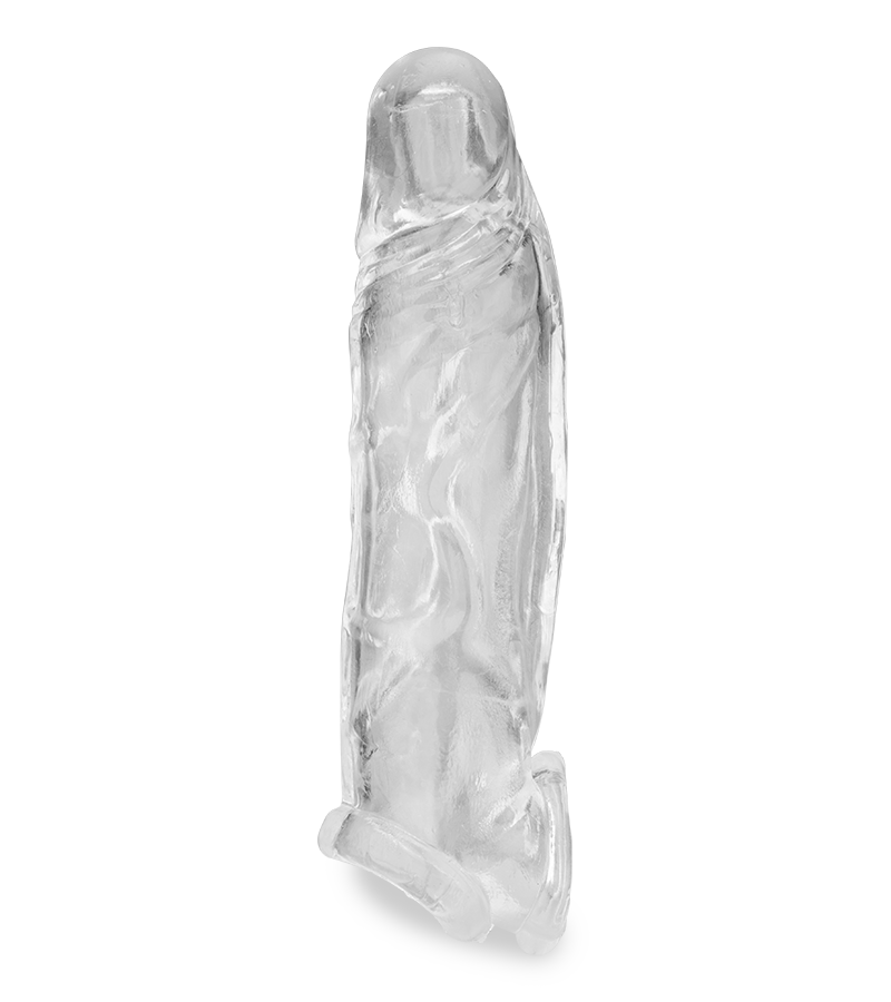 Clear veiny penis sleeve with ball loop