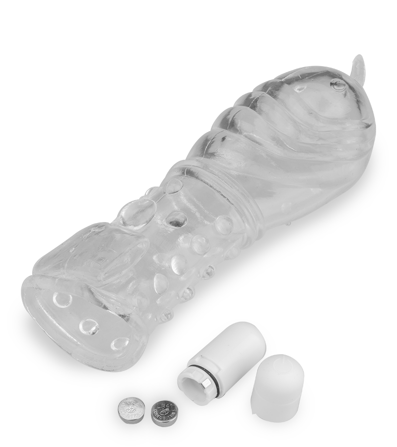 Crystal textured vibrating penis sleeve
