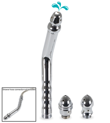 Curved enema anal plug with three attachments