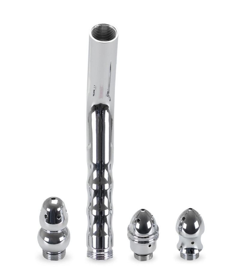 Curved enema anal plug with three attachments