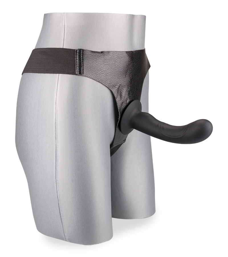 Curved soft black silicone strap-on dildo 6.00 inches