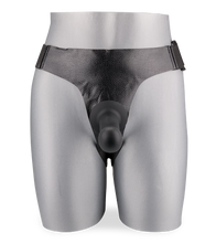 Load image into Gallery viewer, Curved soft black silicone strap-on dildo 6.00 inches