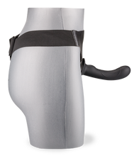 Load image into Gallery viewer, Curved soft black silicone strap-on dildo 6.00 inches