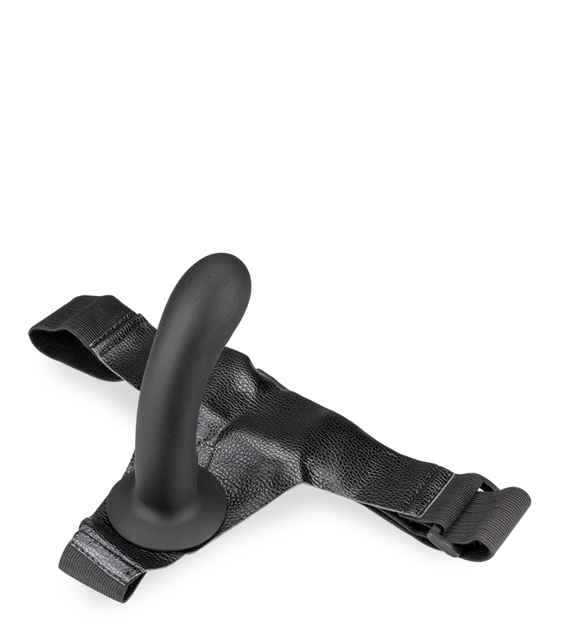 Curved soft black silicone strap-on dildo 6.00 inches