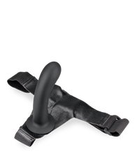 Load image into Gallery viewer, Curved soft black silicone strap-on dildo 6.00 inches