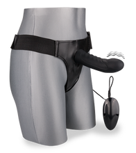 Load image into Gallery viewer, Curved vibrating hollow silicone strap on dildo