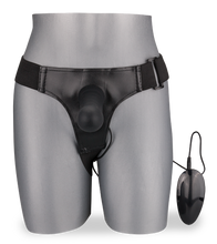 Load image into Gallery viewer, Curved vibrating hollow silicone strap on dildo