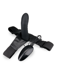 Load image into Gallery viewer, Curved vibrating hollow silicone strap on dildo