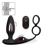 Domino vibrating butt plug with double cock ring