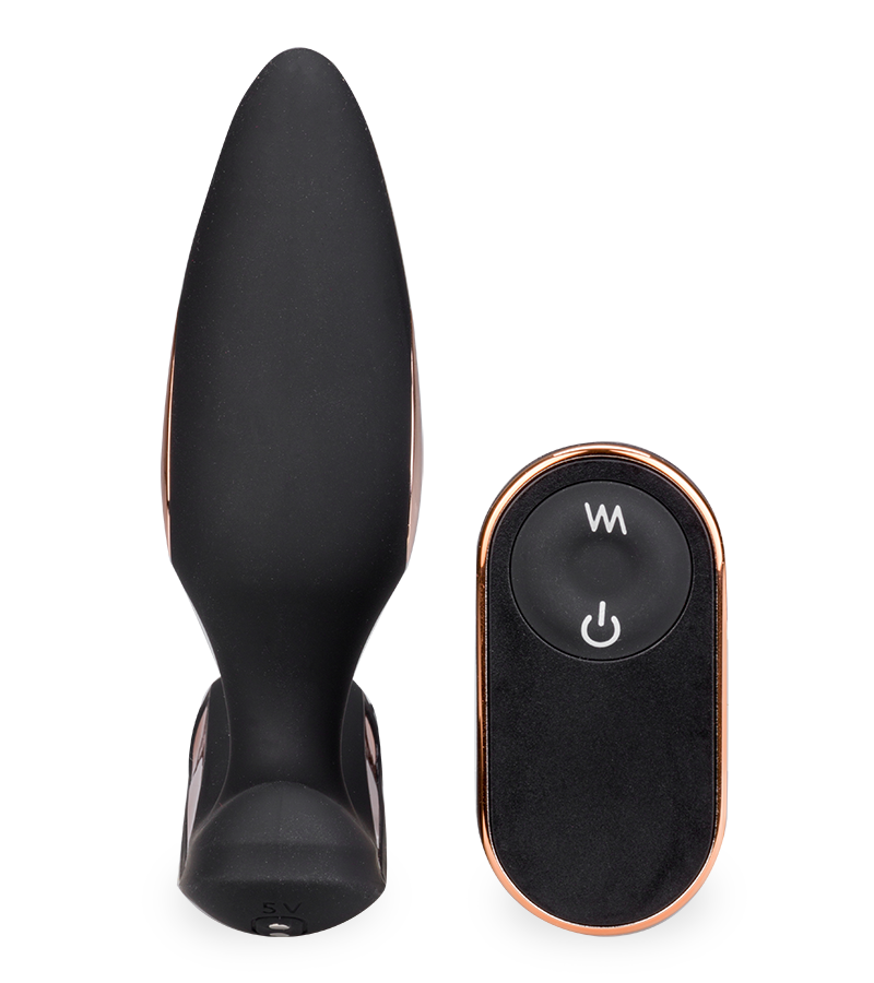 Domino vibrating butt plug with double cock ring