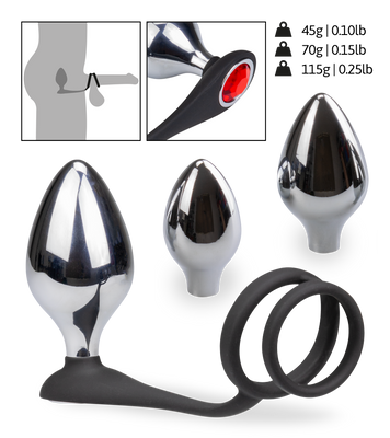 Double cock ring and 3 butt plugs set