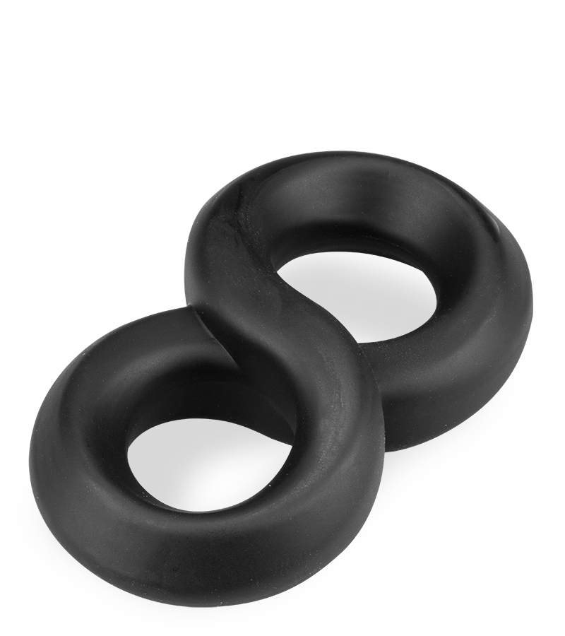 Double cock ring for penis and testicles