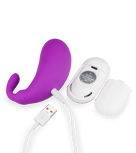 Load image into Gallery viewer, Eggplant 2 vibrating love egg with clit stimulator