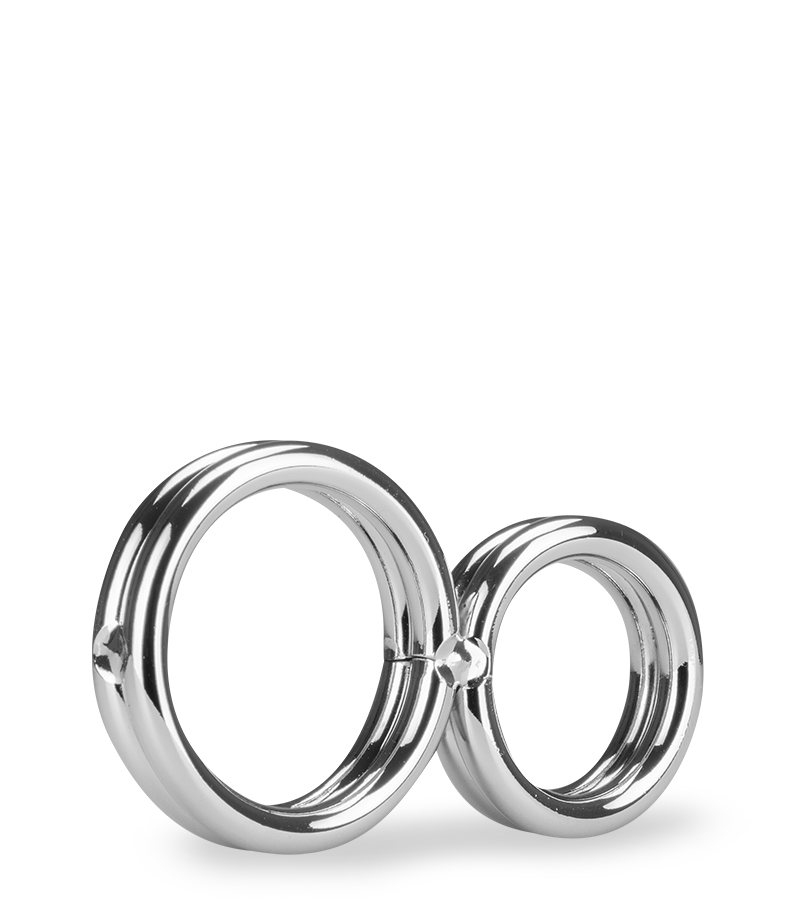 Eight stainless steel double cock ring