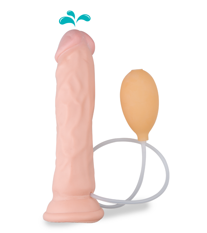 Ejaculating suction-cup dildo with manual pump
