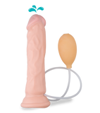 Ejaculating suction-cup dildo with manual pump