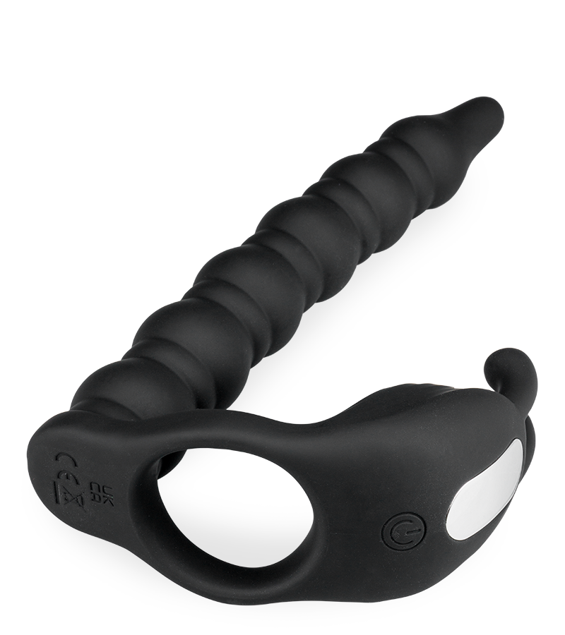 Eternal double penetration vibrating cock ring