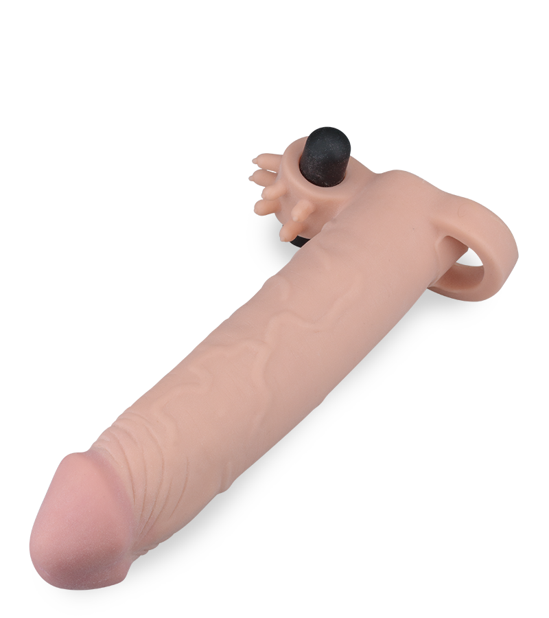Extra-large lifelike vibrating cock-enhancing sleeve
