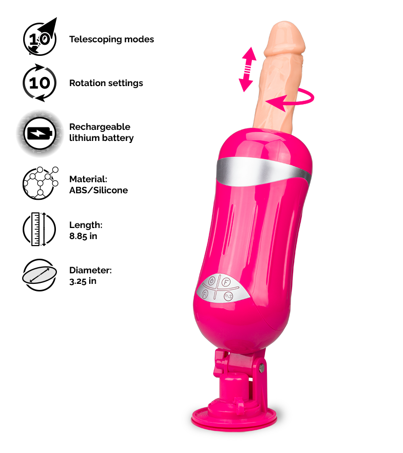 Extreme fucking machine with realistic dildo