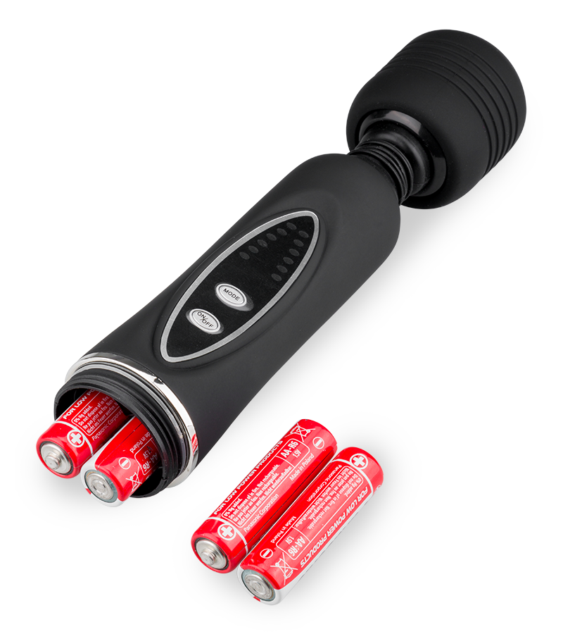 Fantasy Wand black vibrator with 3 removable heads