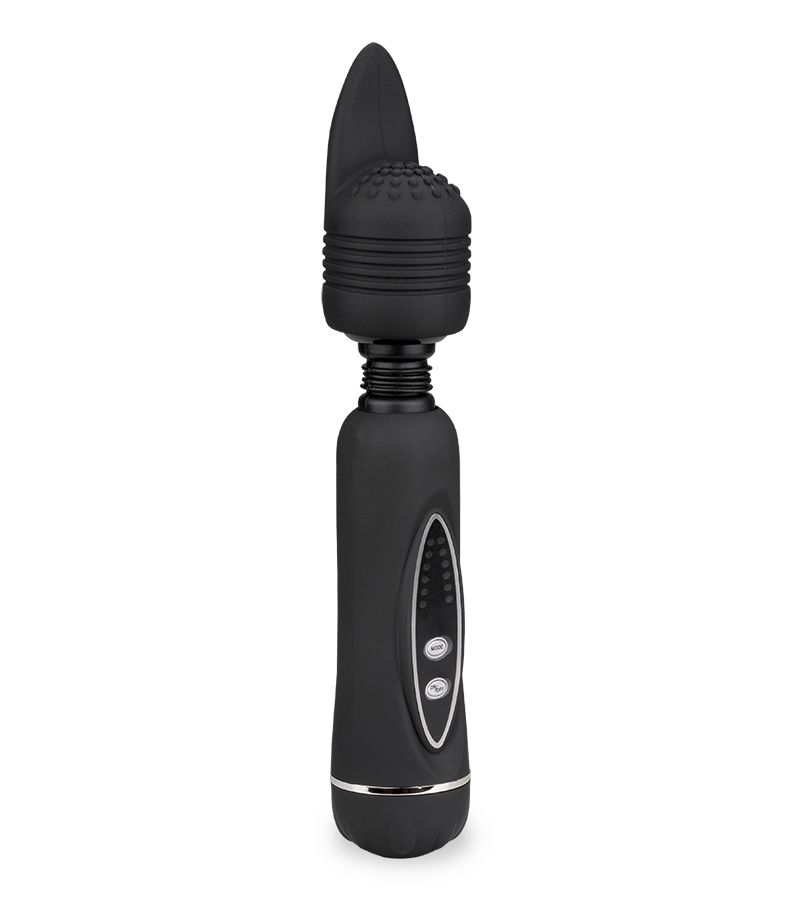 Fantasy Wand black vibrator with 3 removable heads