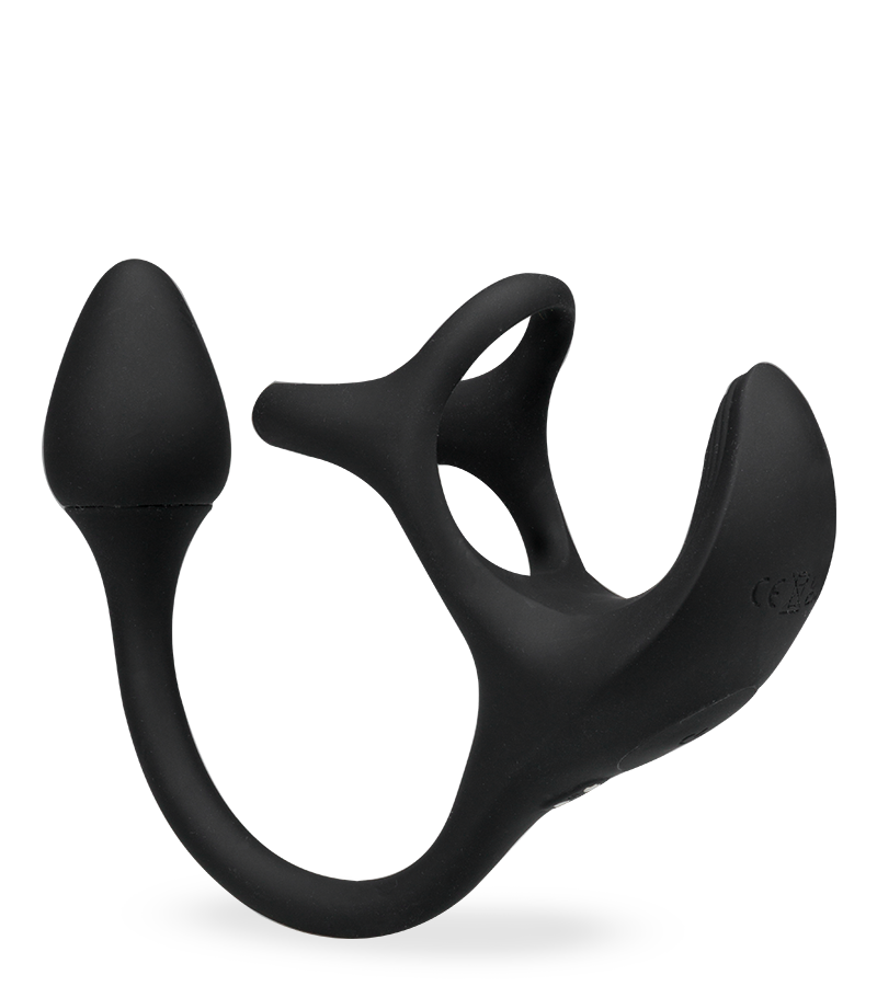 Fast triple cock ring with ball massager and butt plug