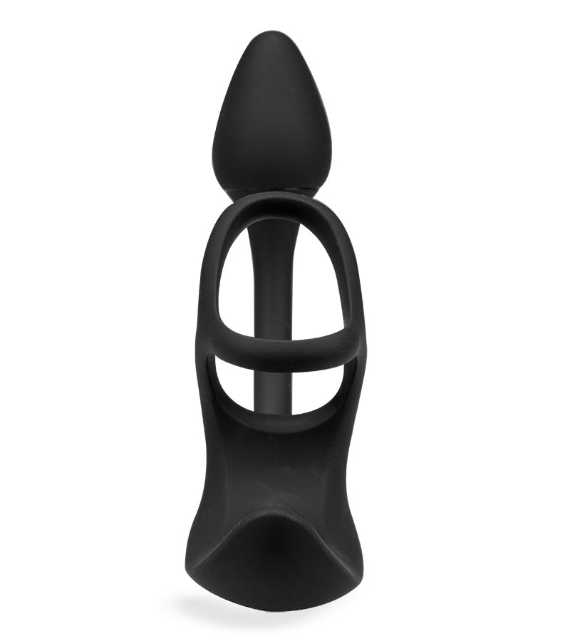 Fast triple cock ring with ball massager and butt plug