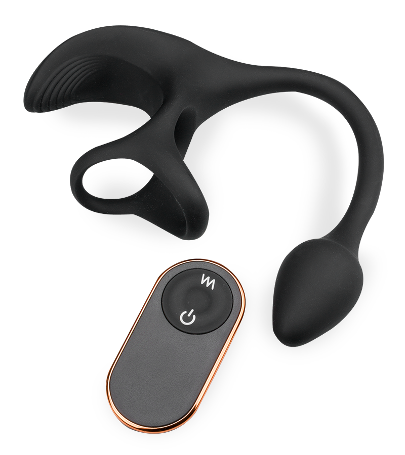 Fast triple cock ring with ball massager and butt plug