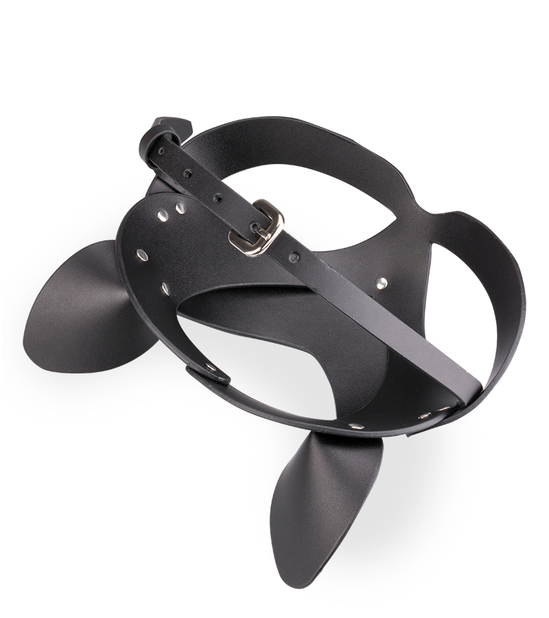 Faux leather and rhinestone cat mask