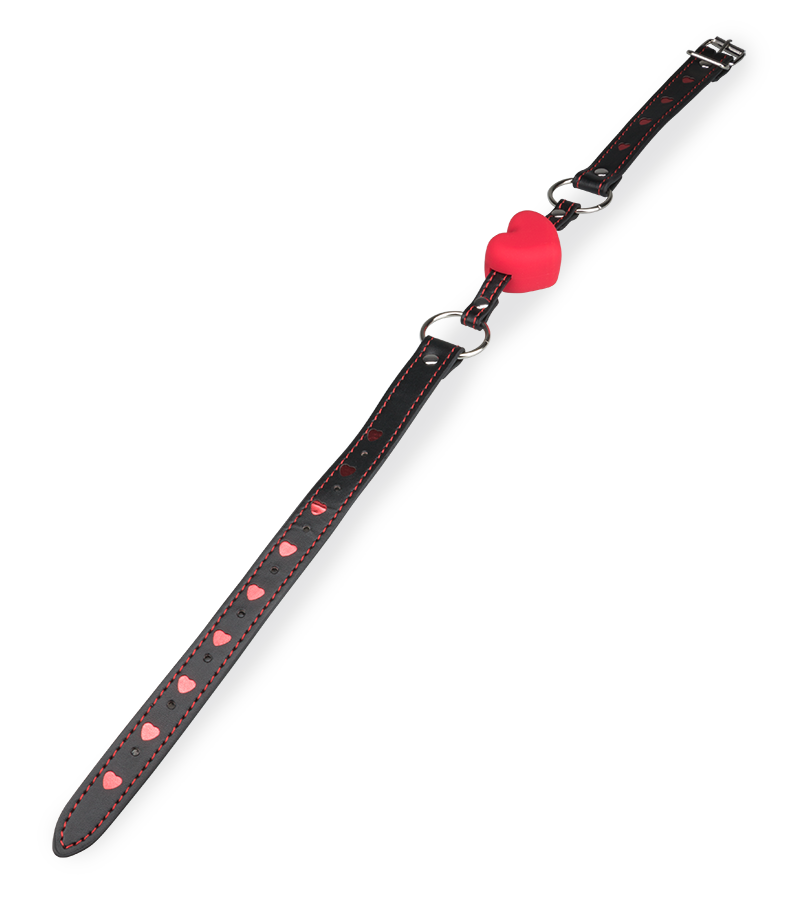 Faux leather ball gag with silicone heart