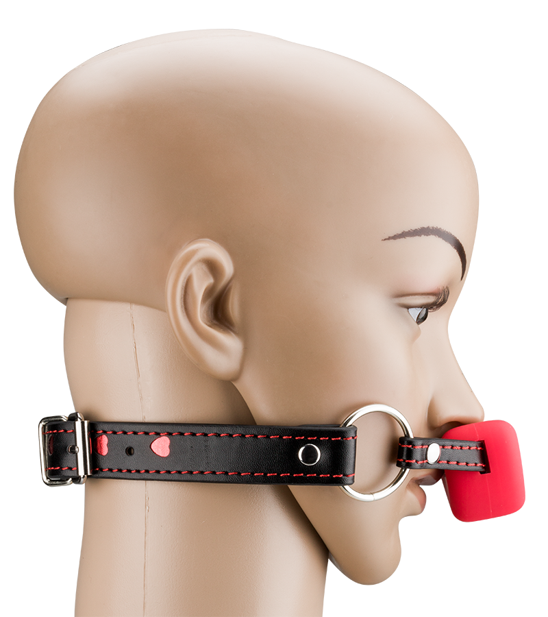 Faux leather ball gag with silicone heart