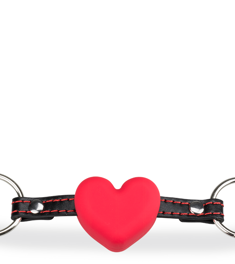 Faux leather ball gag with silicone heart